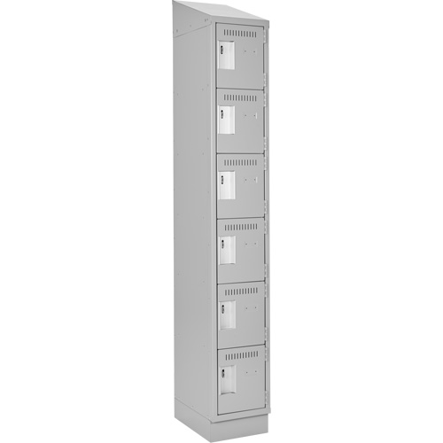 Clean Line Lockerette, 6 -tier, 12" x 18" x 82", Steel, Grey, Rivet (Assembled) Cam Industrial