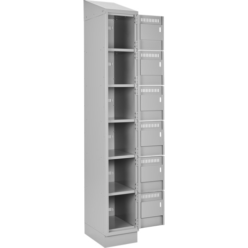 Clean Line Lockerette, 6 -tier, Bank of 4, 48" x 18" x 82", Steel, Grey, Rivet (Assembled) Cam Industrial