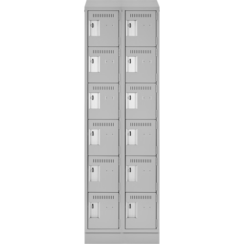 Clean Line Lockerette, 6 -tier, Bank of 2, 24" x 18" x 82", Steel, Grey, Rivet (Assembled) Cam Industrial