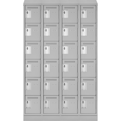Clean Line Lockerette, 6 -tier, Bank of 4, 48" x 18" x 82", Steel, Grey, Rivet (Assembled) Cam Industrial