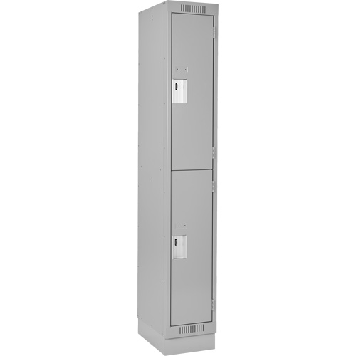 Clean Line Lockers, 2 -tier, 12" x 18" x 76", Steel, Grey, Rivet (Assembled) Cam Industrial