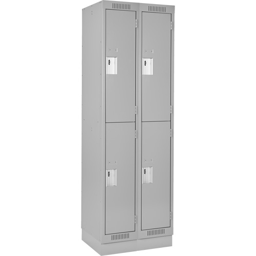 Clean Line Lockers, 2 -tier, Bank of 2, 24" x 18" x 76", Steel, Grey, Rivet (Assembled) Cam Industrial
