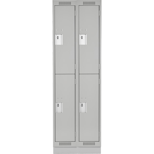 Clean Line Lockers, 2 -tier, Bank of 2, 24" x 18" x 76", Steel, Grey, Rivet (Assembled) Cam Industrial