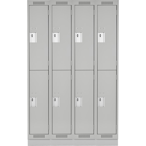 Clean Line Lockers, 2 -tier, Bank of 4, 48" x 18" x 76", Steel, Grey, Rivet (Assembled) Cam Industrial