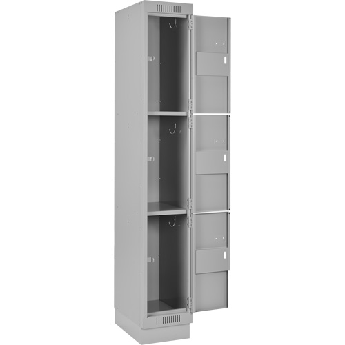 Clean Line Lockers, 3 -tier, Bank of 4, 48" x 18" x 76", Steel, Grey, Rivet (Assembled) Cam Industrial