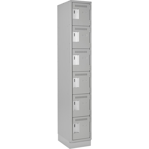 Clean Line Lockerette, 6 -tier, 12" x 18" x 76", Steel, Grey, Rivet (Assembled) Cam Industrial