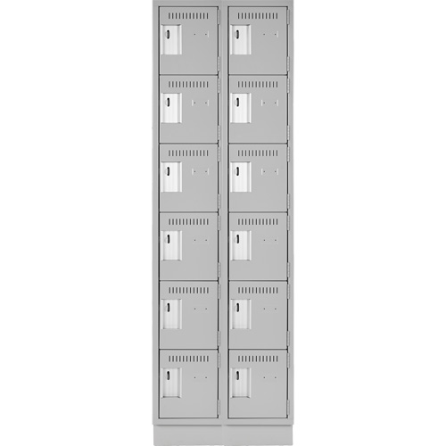 Clean Line Lockerette, 6 -tier, Bank of 2, 24" x 18" x 76", Steel, Grey, Rivet (Assembled) Cam Industrial