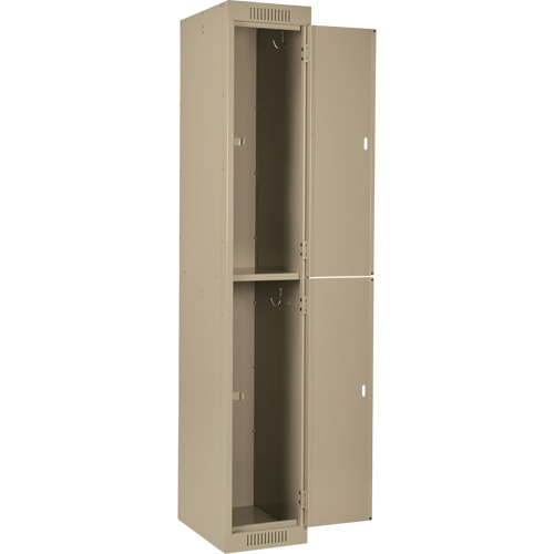 Clean Line Lockers, 2 -tier, Bank of 4, 48" x 18" x 72", Steel, Beige, Rivet (Assembled) Cam Industrial