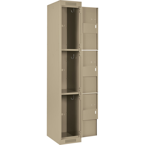 Clean Line Lockers, 3 -tier, Bank of 4, 48" x 18" x 72", Steel, Beige, Rivet (Assembled) Cam Industrial