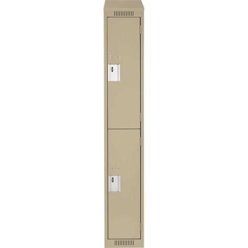 Clean Line Lockers, 2 -tier, 12" x 18" x 78", Steel, Beige, Rivet (Assembled) Cam Industrial