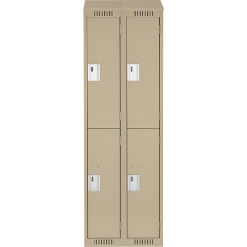 Clean Line Lockers, 2 -tier, Bank of 2, 24" x 18" x 78", Steel, Beige, Rivet (Assembled) Cam Industrial