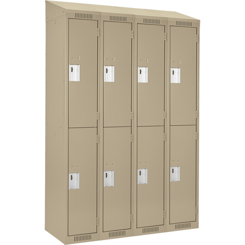 Clean Line Lockers, 2 -tier, Bank of 4, 48" x 18" x 78", Steel, Beige, Rivet (Assembled) Cam Industrial