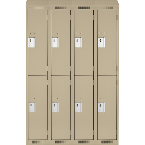 Clean Line Lockers, 2 -tier, Bank of 4, 48" x 18" x 78", Steel, Beige, Rivet (Assembled) Cam Industrial
