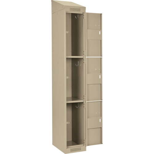 Clean Line Lockers, 3 -tier, Bank of 4, 48" x 18" x 78", Steel, Beige, Rivet (Assembled) Cam Industrial