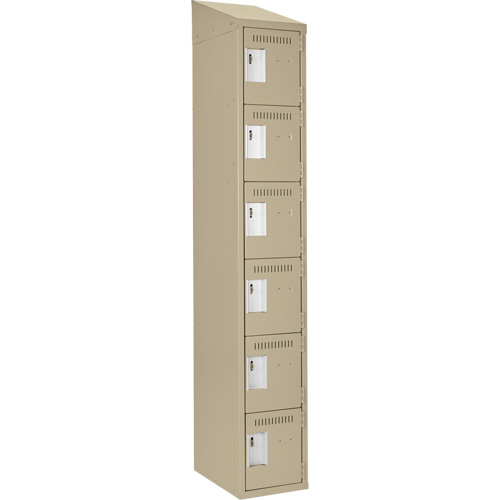 Clean Line Lockerette, 6 -tier, 12" x 18" x 78", Steel, Beige, Rivet (Assembled) Cam Industrial