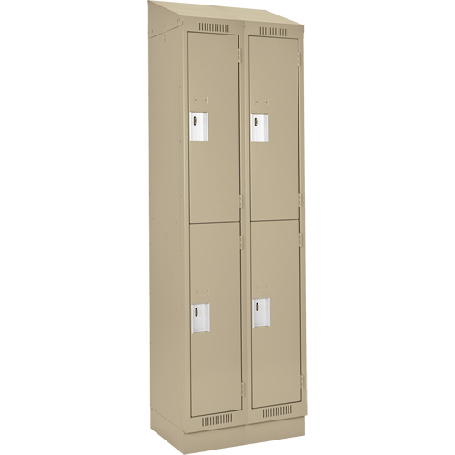 Casiers Clean Line, 2 niveaux, Bloc de 2, 24" x 18" x 82", Acier, Beige, Rivet (assembl&eacute;) Cam Industrial