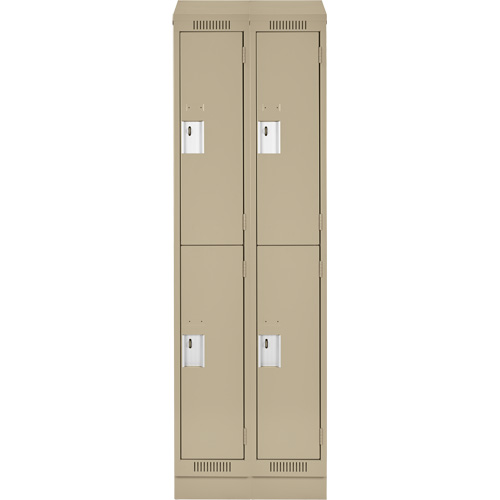 Casiers Clean Line, 2 niveaux, Bloc de 2, 24" x 18" x 82", Acier, Beige, Rivet (assembl&eacute;) Cam Industrial