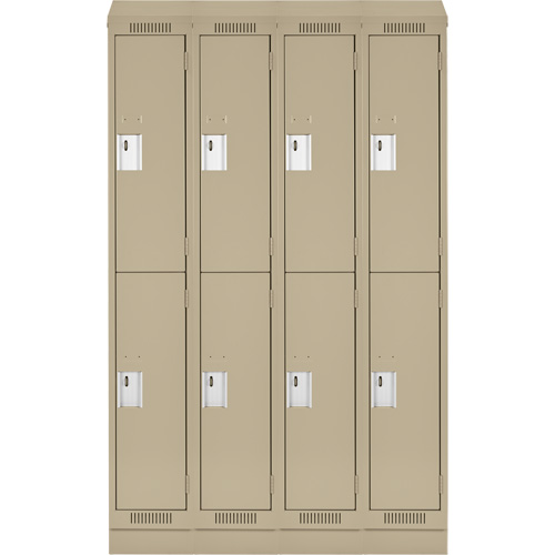 Clean Line Lockers, 2 -tier, Bank of 4, 48" x 18" x 82", Steel, Beige, Rivet (Assembled) Cam Industrial