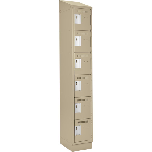 Clean Line Lockerette , 6 -tier, 12" x 18" x 82", Steel, Beige, Rivet (Assembled) Cam Industrial