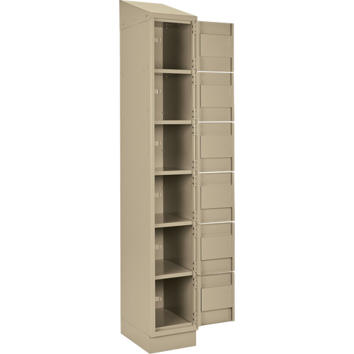 Clean Line Lockerette , 6 -tier, Bank of 2, 24" x 18" x 82", Steel, Beige, Rivet (Assembled) Cam Industrial