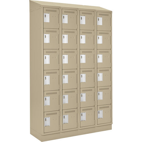 Clean Line Lockerette , 6 -tier, Bank of 4, 48" x 18" x 82", Steel, Beige, Rivet (Assembled) Cam Industrial