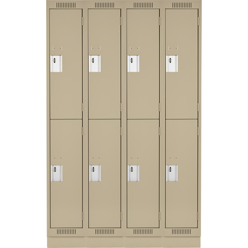 Clean Line Lockers, 2 -tier, Bank of 4, 48" x 18" x 76", Steel, Beige, Rivet (Assembled) Cam Industrial