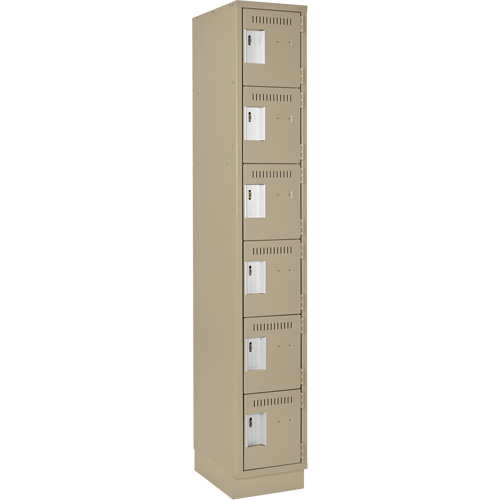 Petits casiers Clean Line, 6 niveaux, 12" x 18" x 76", Acier, Beige, Rivet (assembl&eacute;) Cam Industrial