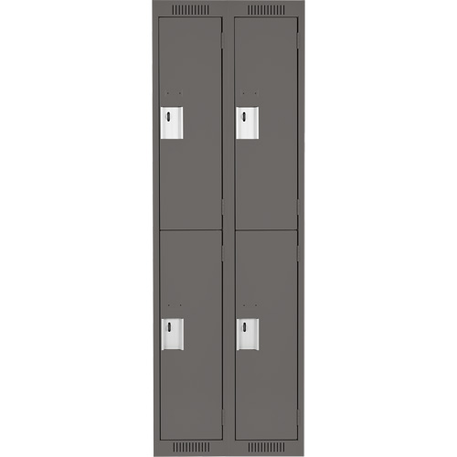 Clean Line Lockers, 2 -tier, Bank of 2, 24" x 18" x 72", Steel, Charcoal, Rivet (Assembled) Cam Industrial
