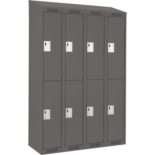 Clean Line Lockers, 2 -tier, Bank of 4, 48" x 18" x 78", Steel, Charcoal, Rivet (Assembled) Cam Industrial