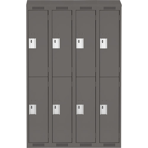 Clean Line Lockers, 2 -tier, Bank of 4, 48" x 18" x 78", Steel, Charcoal, Rivet (Assembled) Cam Industrial