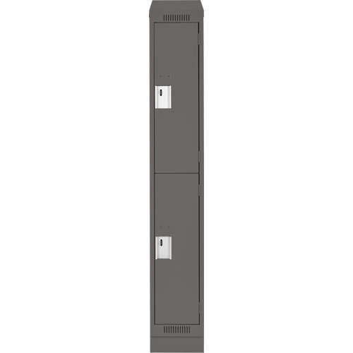 Clean Line Lockers, 2 -tier, 12" x 18" x 82", Steel, Charcoal, Rivet (Assembled) Cam Industrial