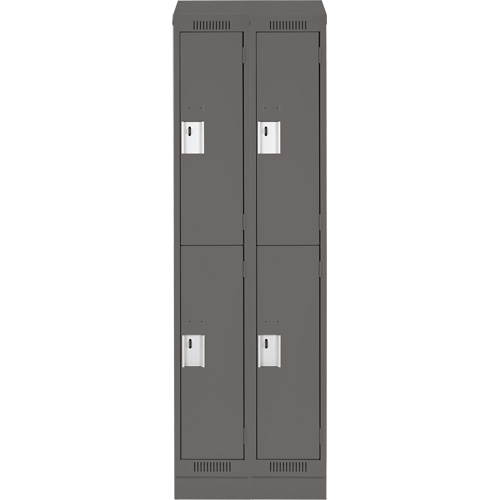 Clean Line Lockers, 2 -tier, Bank of 2, 24" x 18" x 82", Steel, Charcoal, Rivet (Assembled) Cam Industrial