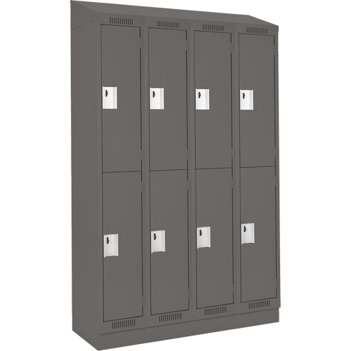 Clean Line Lockers, 2 -tier, Bank of 4, 48" x 18" x 82", Steel, Charcoal, Rivet (Assembled) Cam Industrial
