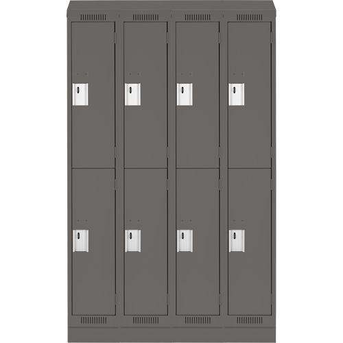 Clean Line Lockers, 2 -tier, Bank of 4, 48" x 18" x 82", Steel, Charcoal, Rivet (Assembled) Cam Industrial