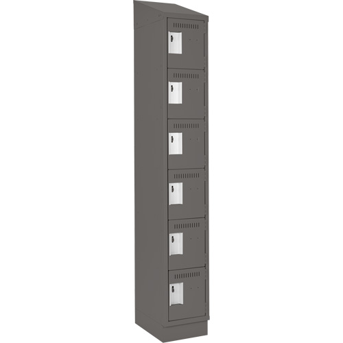 Clean Line Lockerette, 6 -tier, 12" x 18" x 82", Steel, Charcoal, Rivet (Assembled) Cam Industrial