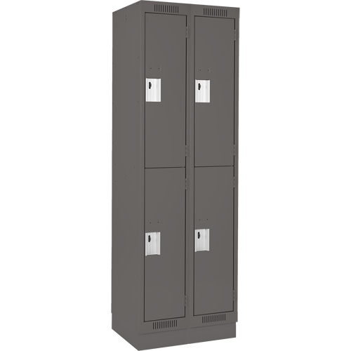 Clean Line Lockers, 2 -tier, Bank of 2, 24" x 18" x 76", Steel, Charcoal, Rivet (Assembled) Cam Industrial