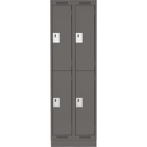 Clean Line Lockers, 2 -tier, Bank of 2, 24" x 18" x 76", Steel, Charcoal, Rivet (Assembled) Cam Industrial