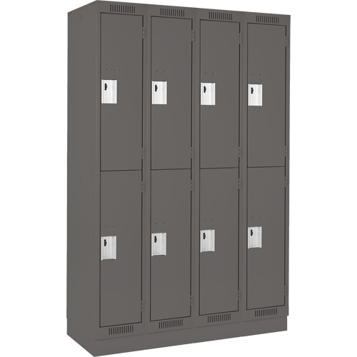 Casiers Clean Line, 2 niveaux, Bloc de 4, 48" x 18" x 76", Acier, Charbon, Rivet (assembl&eacute;) Cam Industrial