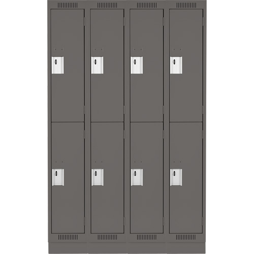 Casiers Clean Line, 2 niveaux, Bloc de 4, 48" x 18" x 76", Acier, Charbon, Rivet (assembl&eacute;) Cam Industrial