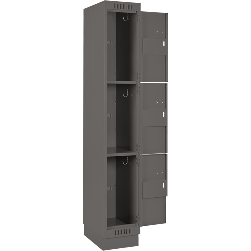 Clean Line Lockers, 3 -tier, Bank of 4, 48" x 18" x 76", Steel, Charcoal, Rivet (Assembled) Cam Industrial