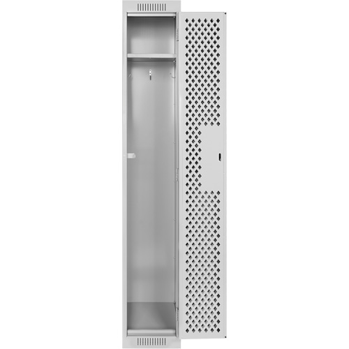 Clean Line Lockers, 12" x 15" x 72", Steel, Grey, Rivet (Assembled), Perforated Cam Industrial