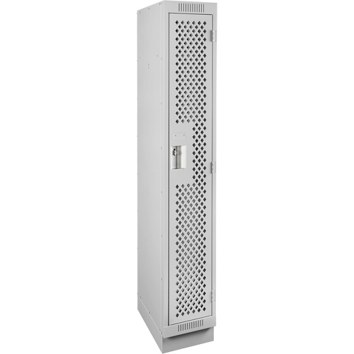 Clean Line Lockers, 12" x 15" x 76", Steel, Grey, Rivet (Assembled), Perforated Cam Industrial