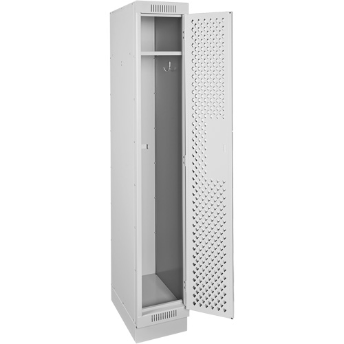 Clean Line Lockers, 12" x 15" x 76", Steel, Grey, Rivet (Assembled), Perforated Cam Industrial