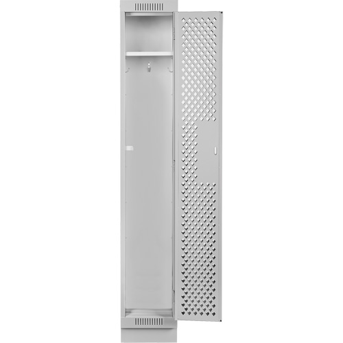 Clean Line Lockers, 12" x 15" x 76", Steel, Grey, Rivet (Assembled), Perforated Cam Industrial