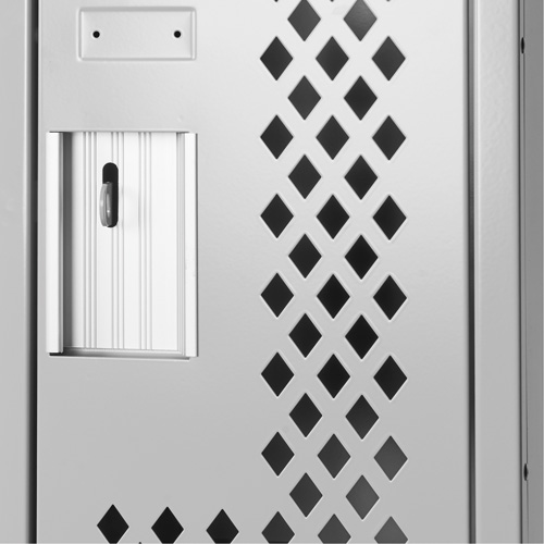 Clean Line Lockers, 12" x 15" x 72", Steel, Grey, Rivet (Assembled), Perforated Cam Industrial