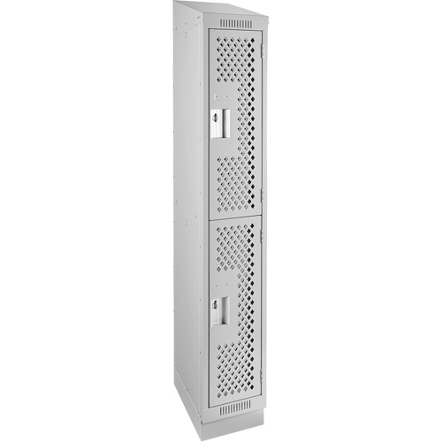 Casiers Clean Line, 2 niveaux, 12" x 15" x 82", Acier, Gris, Rivet (assembl&eacute;), Perfor&eacute; Cam Industrial