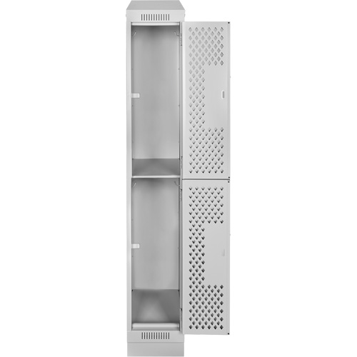 Casiers Clean Line, 2 niveaux, 12" x 15" x 82", Acier, Gris, Rivet (assembl&eacute;), Perfor&eacute; Cam Industrial