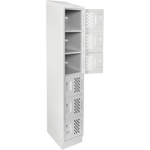 Assembled Lockerettes Clean Line Perforated Economy Lockers, 6 -tier, 18" x 72" x 12", Steel Cam Industrial