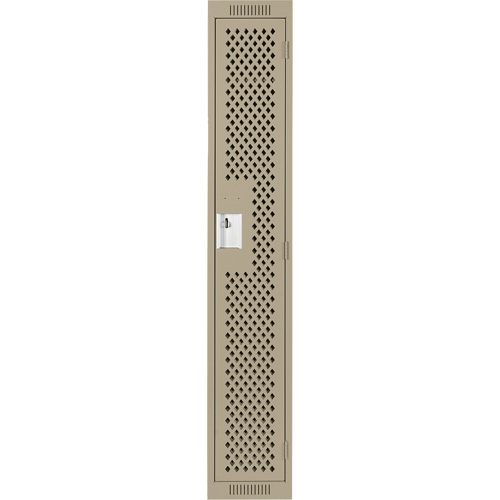 Clean Line Lockers, 12" x 12" x 72", Steel, Beige, Rivet (Assembled), Perforated Cam Industrial