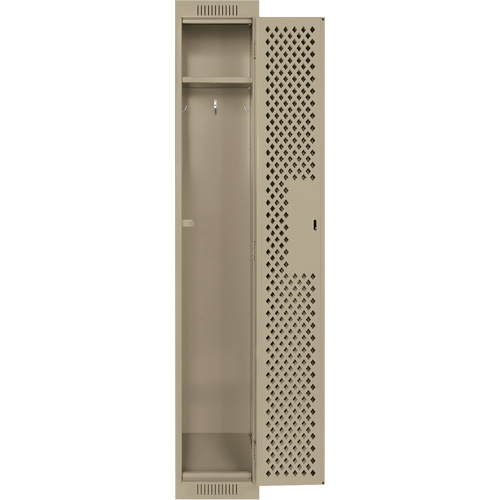 Clean Line Lockers, 12" x 12" x 72", Steel, Beige, Rivet (Assembled), Perforated Cam Industrial